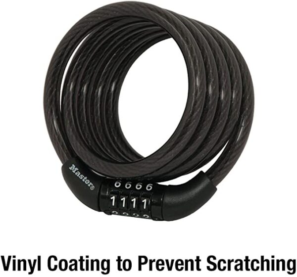 8143D Combination Bike Lock, 4 ft long, Black - Image 2